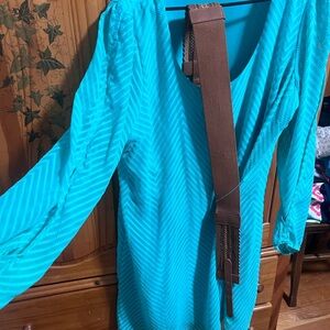 Vanity Turquoise Belted Dress